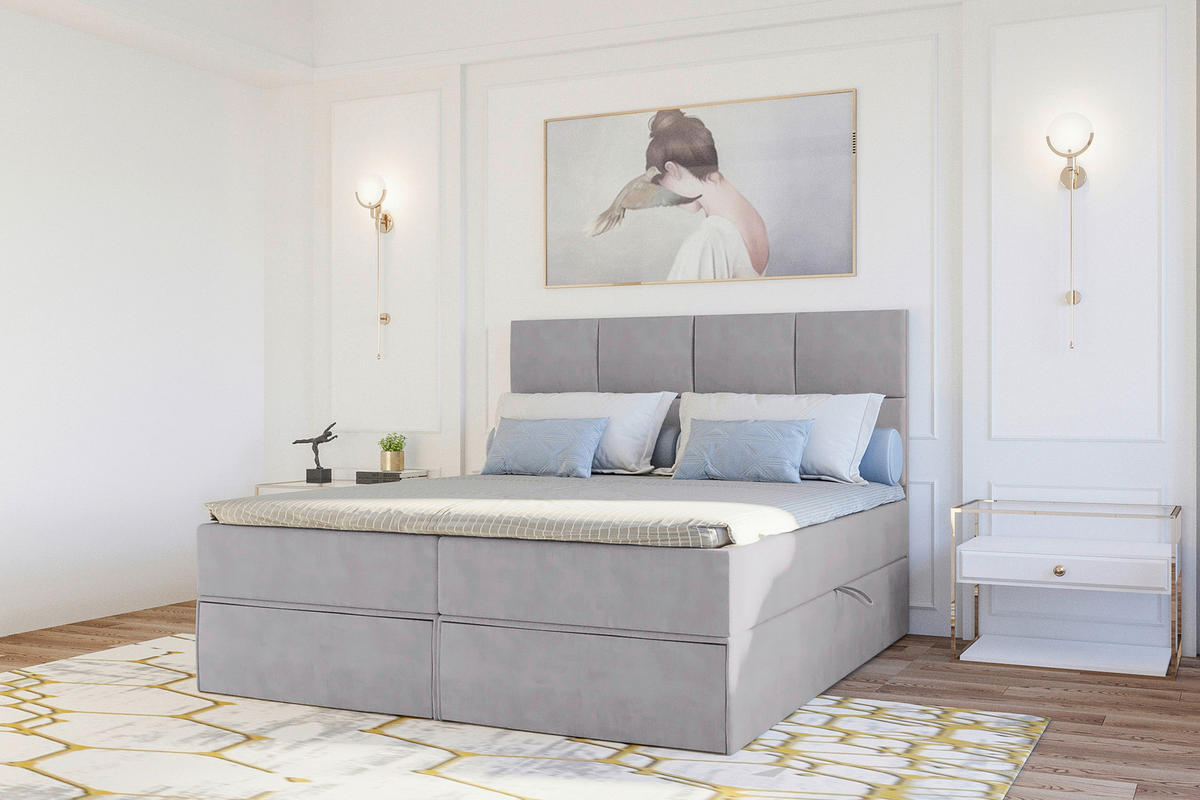 BOXBETT 140/200 cm  in Hellgrau  - Hellgrau/Schwarz, KONVENTIONELL, Kunststoff/Textil (140/200cm) - Boxxx