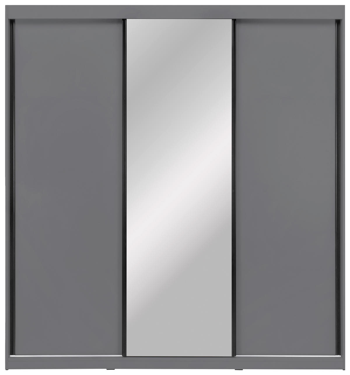 SCHIEBETÜRENSCHRANK 200/215/59,5 cm 3-türig  - Schwarz/Graphitfarben, MODERN, Holzwerkstoff/Metall (200/215/59,5cm) - MID.YOU