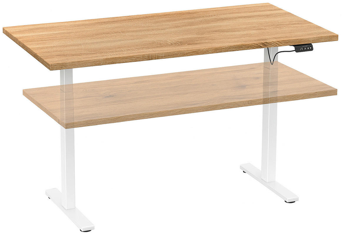 SCHREIBTISCH  in Weiss, Sonoma Eiche  - Weiss/Silberfarben, Design, Holzwerkstoff/Metall (110/71/80cm) - MID.YOU
