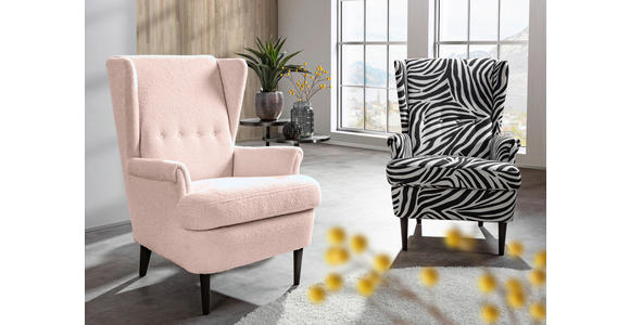 OHRENSESSEL Flachgewebe Rosa  - Dunkelbraun/Rosa, Design, Holz/Textil (72/104/85cm) - Carryhome