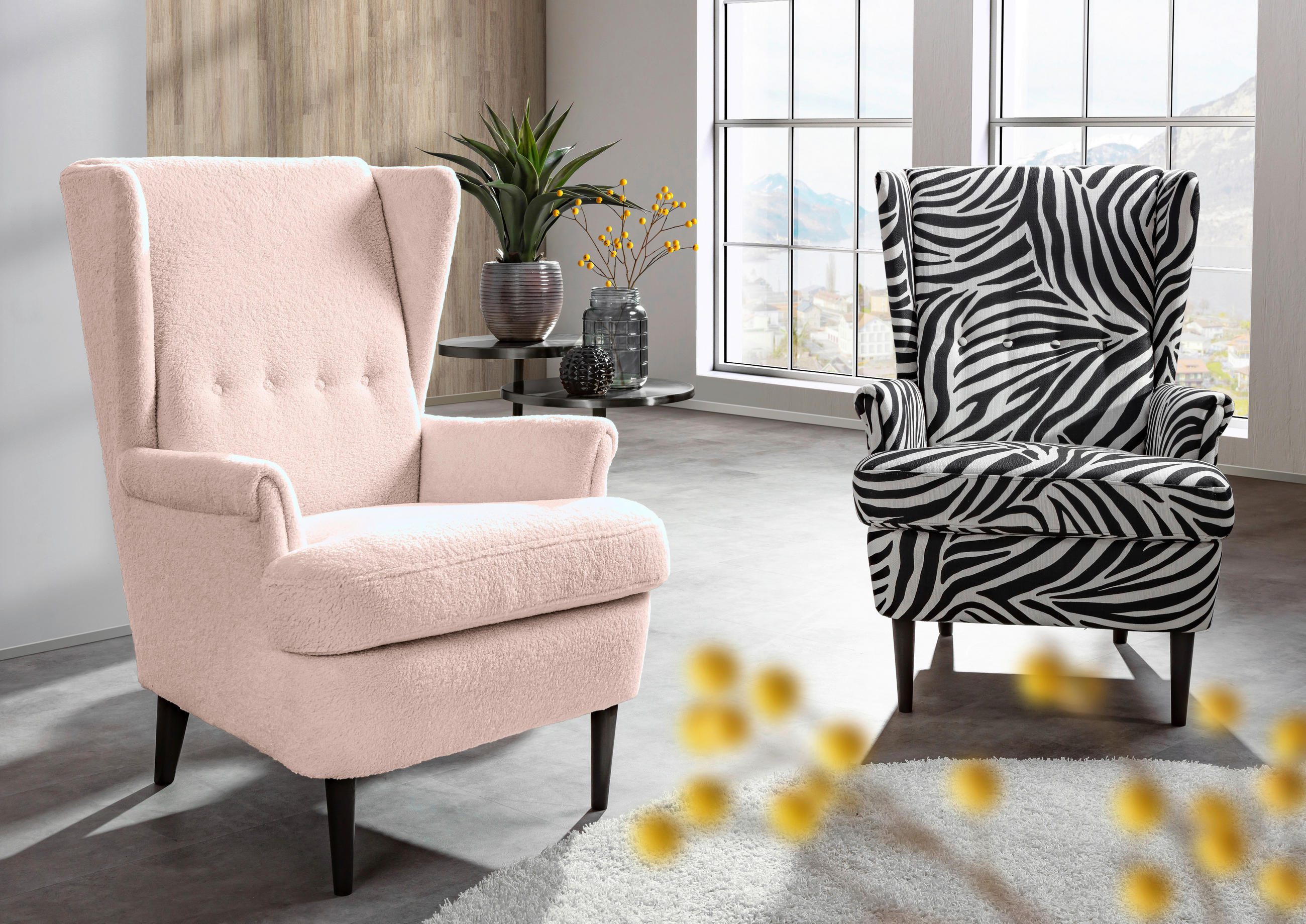 OHRENSESSEL Flachgewebe Rosa  - Dunkelbraun/Rosa, Design, Holz/Textil (72/104/85cm) - Carryhome