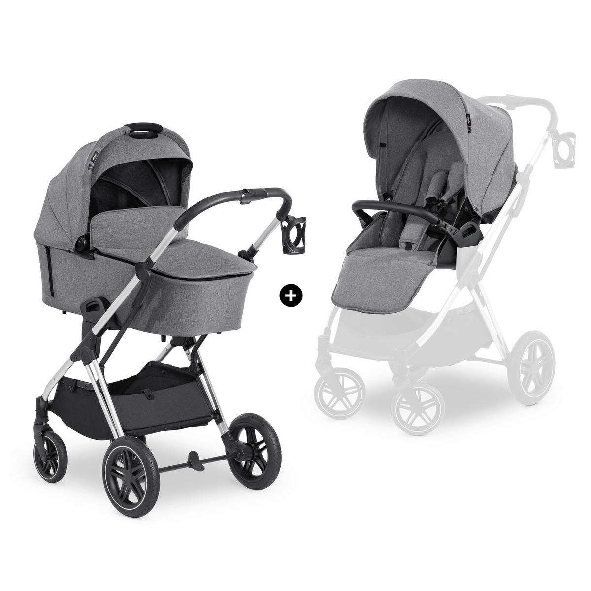 SET DJEČJIH KOLICA  Vision X  - siva/srebrne boje, Basics, tekstil/metal (58/104,5/94cm) - Hauck