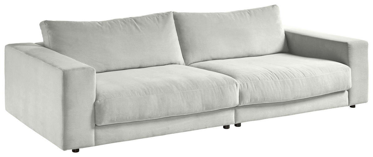 3-SITZER-SOFA in Feincord Hellgrau  - Hellgrau/Schwarz, Design, Kunststoff/Textil (290/86/127cm) - Lomoco