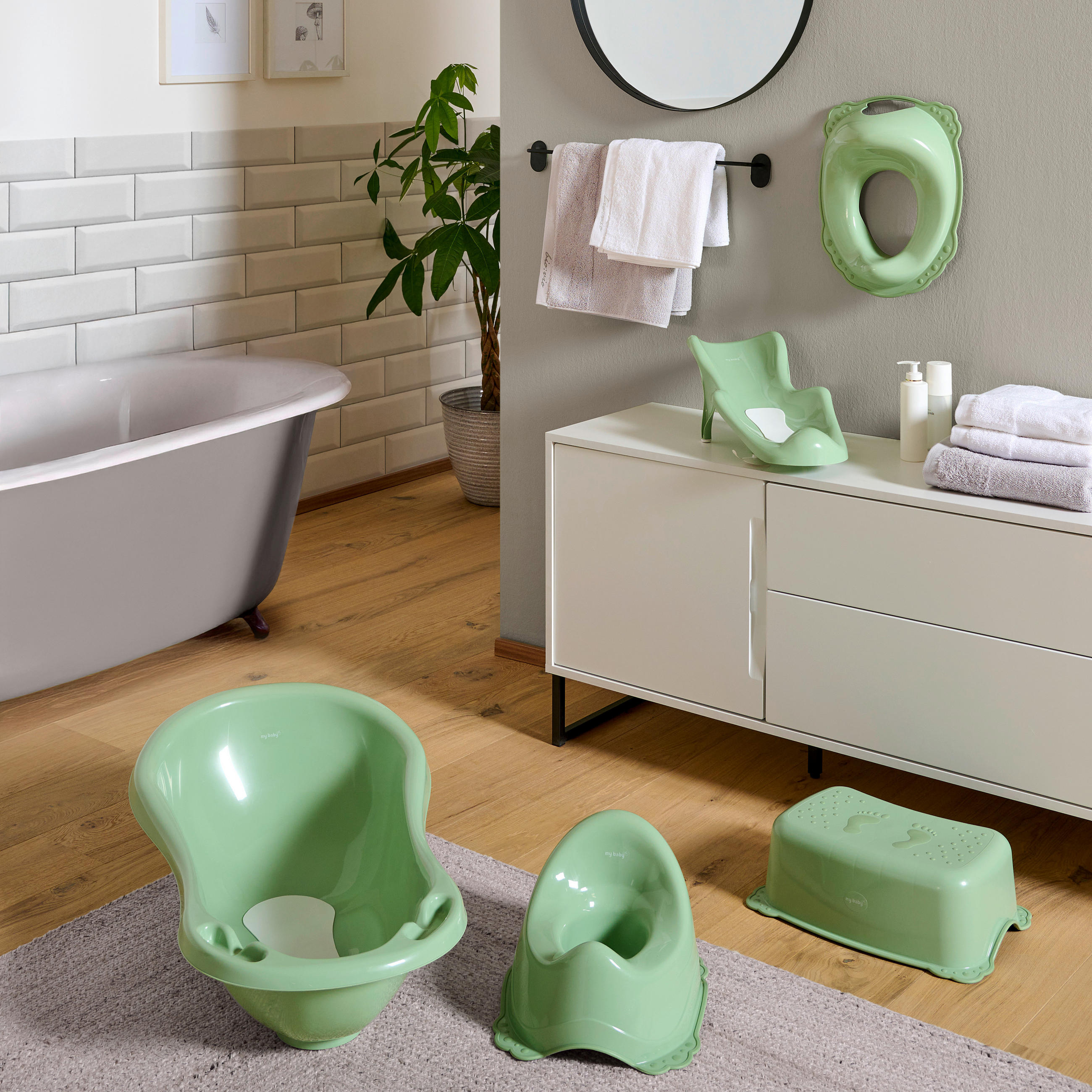 DETSKÁ VANIČKA - svetlozelená, Basics, plast (84/48/28cm) - My Baby Lou