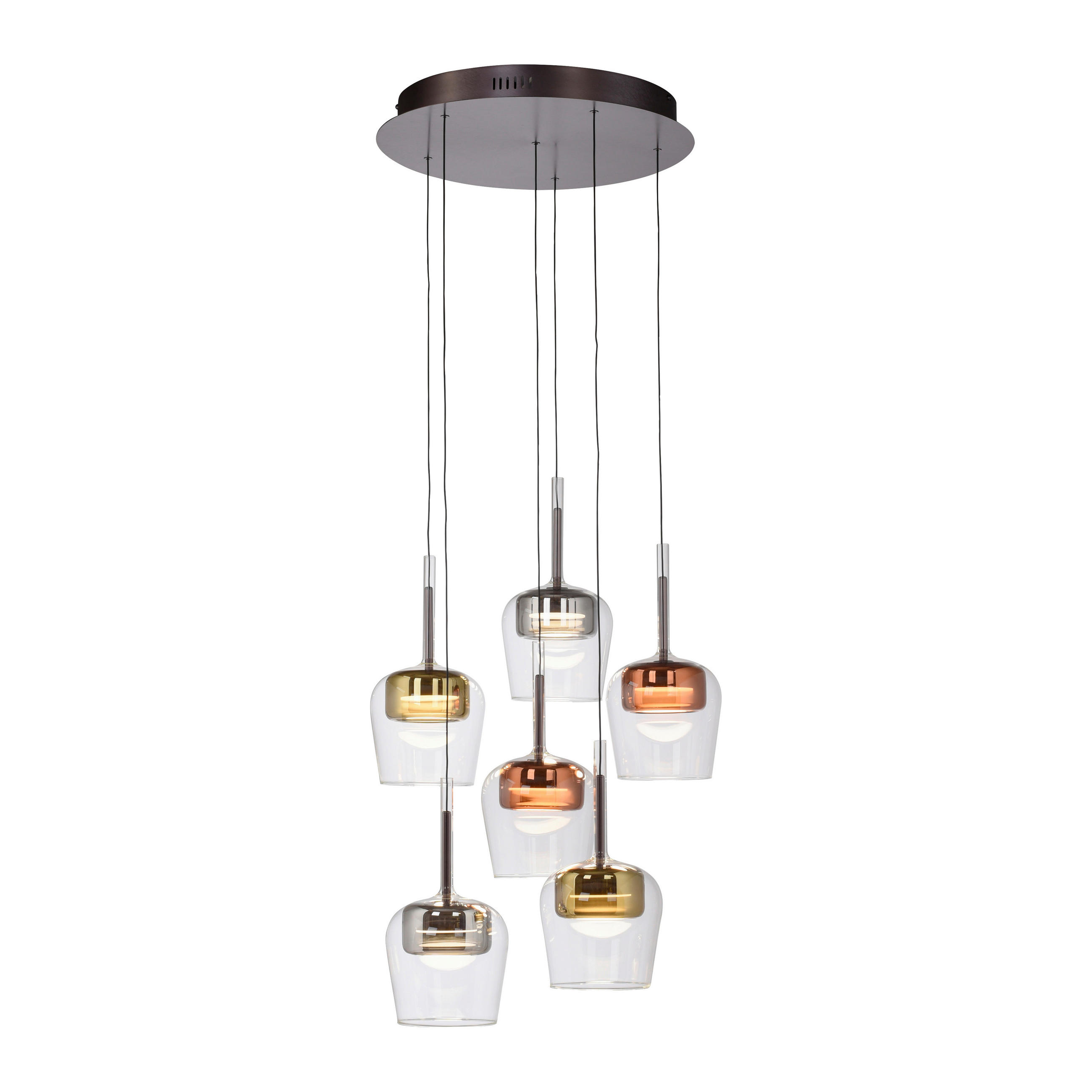 LED-HÄNGELEUCHTE 50/50/200 cm   Kompatibel mit ZigBee  - Silberfarben/Goldfarben, Design, Glas/Kunststoff (50/50/200cm) - Paul Neuhaus