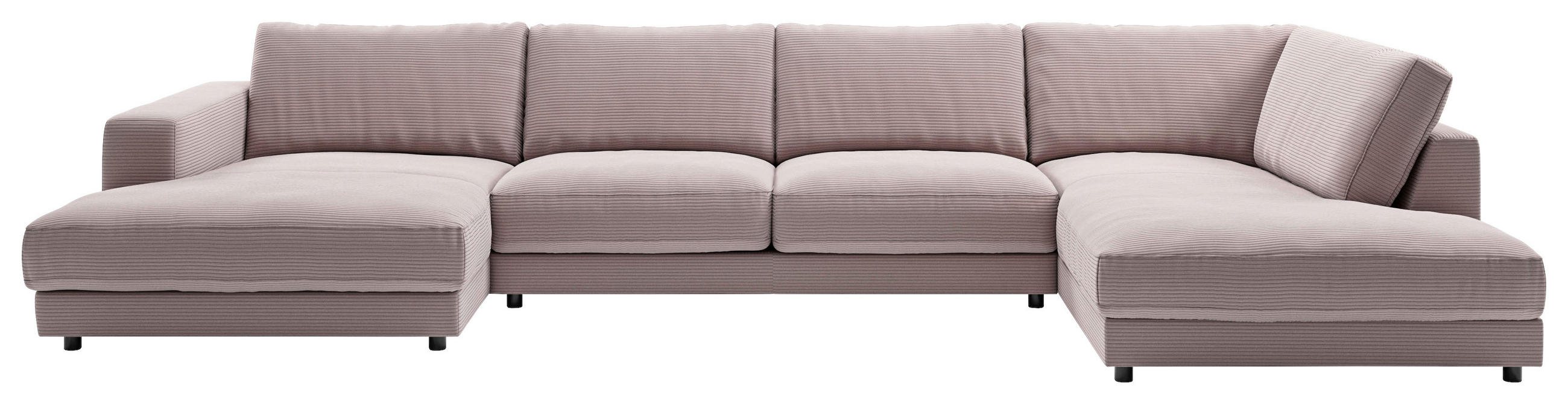 WOHNLANDSCHAFT Rosa Cord  - Schwarz/Rosa, Design, Kunststoff/Textil (190/425/224cm) - Pure Home Lifestyle