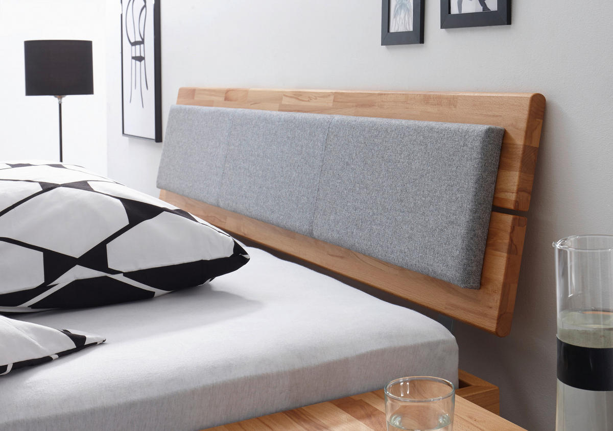 BETT 200/200 cm  in Buchefarben  - Buchefarben/Grau, Design, Holz (200/200cm) - Hasena