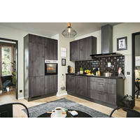 ECKKÜCHE 120/220 cm  in Graphitfarben, Schwarz, Lavagrau  - Eiche dunkel/Lavagrau, Design, Holzwerkstoff/Metall (120/220cm) - Xora