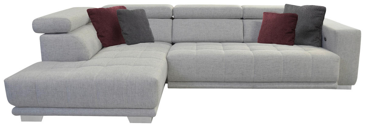 ECKSOFA Hellgrau Chenille  - Chromfarben/Hellgrau, Design, Textil (207/301cm) - Xora