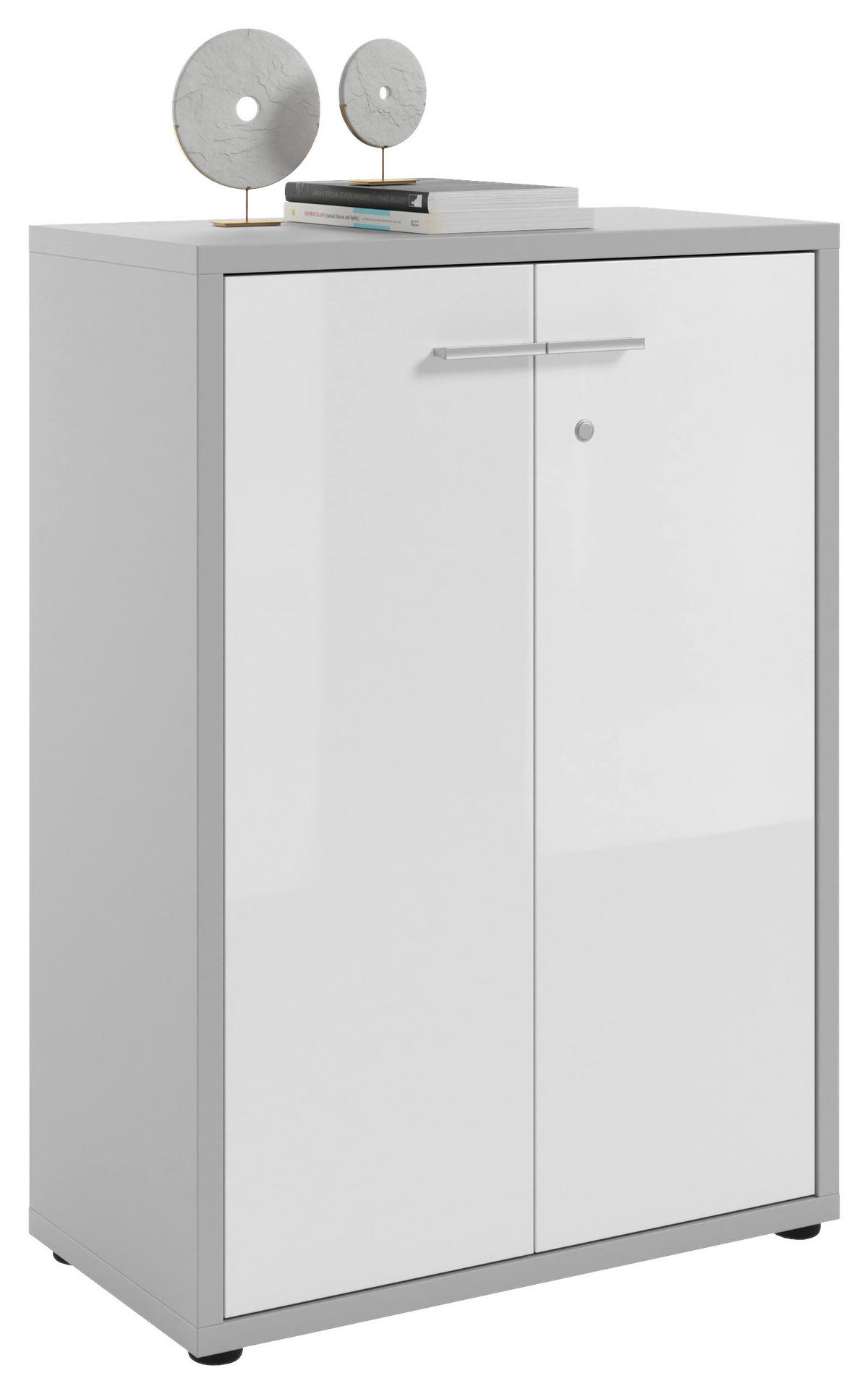 KOMMODE Texas  in 78,1/110/40 cm  - Hellgrau/Alufarben, MODERN, Glas/Holzwerkstoff (78,1/110/40cm)