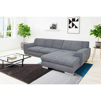ECKSCHLAFSOFA NIKA Dunkelgrau Webstoff  - Dunkelgrau/Silberfarben, Basics, Holz/Textil (277/156cm) - MID.YOU