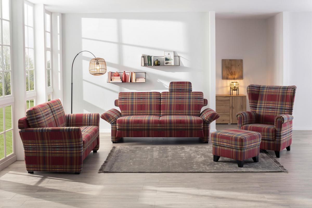 OHRENSESSEL Flachgewebe Dunkelrot, Weinrot    - Weinrot/Schwarz, KONVENTIONELL, Holz/Textil (83/86/108cm) - Elegando