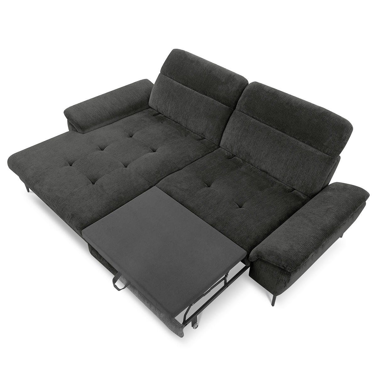 ECKSOFA  Webstoff Schwarz  - Schwarz, Design, Textil/Metall (195/268cm) - Livetastic