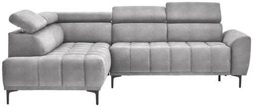 ECKSOFA Grau Velours  - Schwarz/Grau, Design, Textil/Metall (191/261cm) - Stylife