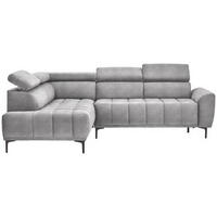ECKSOFA in Velours Grau  - Schwarz/Grau, Design, Textil/Metall (191/261cm) - Stylife