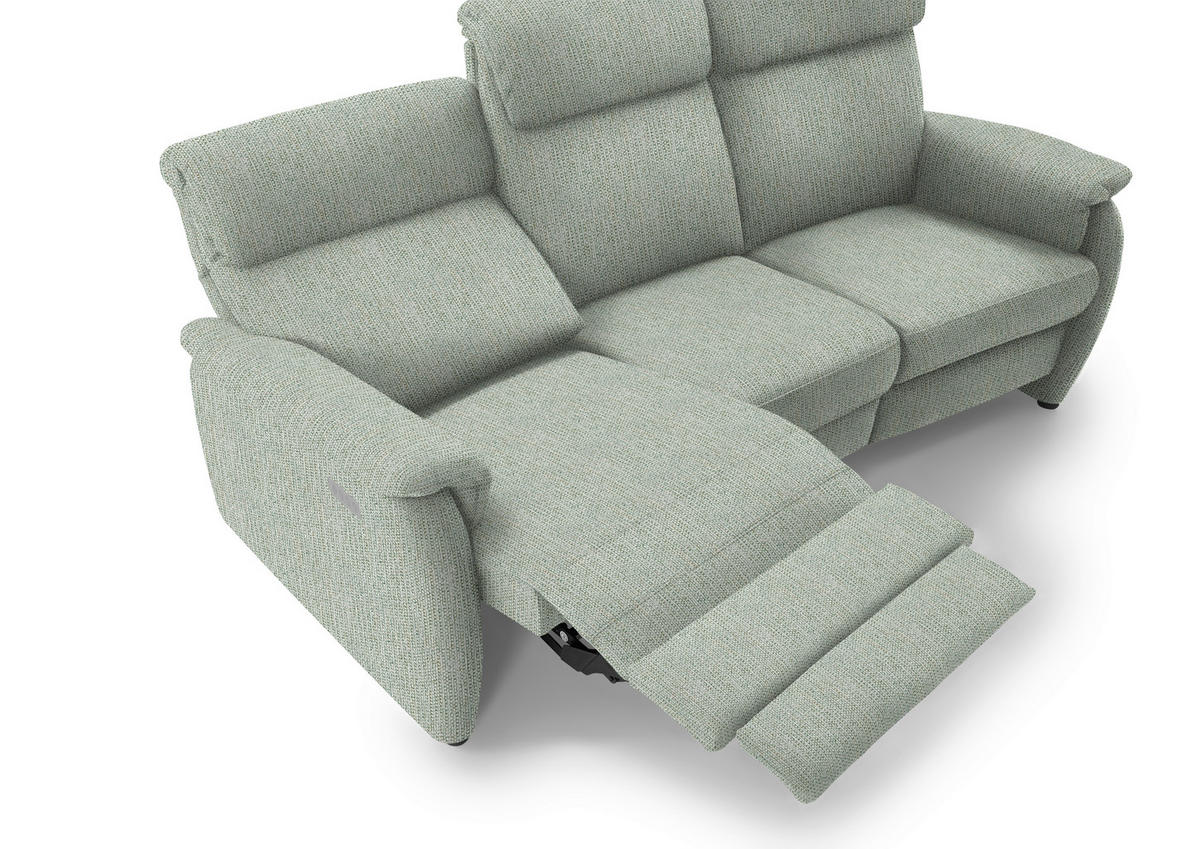 TRAPEZSOFA in Flachgewebe Platinfarben  - Platinfarben/Schwarz, Konventionell, Textil/Metall (219/107/97cm) - Pure Home Comfort