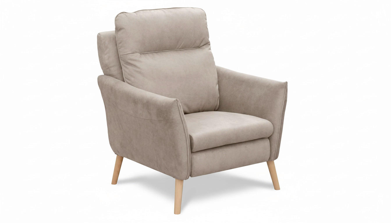 SESSEL in Mikrofaser Beige  - Beige/Buchefarben, Design, Holz/Textil (88/110/92cm) - Livetastic