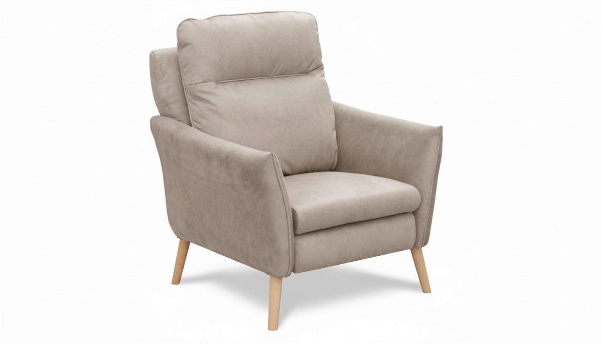 RELAXSESSEL in Textil Beige  - Beige/Buchefarben, Design, Holz/Textil (88/110/92cm) - Livetastic