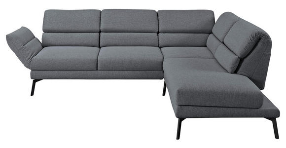 ECKSOFA in Flachgewebe Anthrazit  - Anthrazit/Schwarz, Design, Textil/Metall (253/207cm) - Dieter Knoll