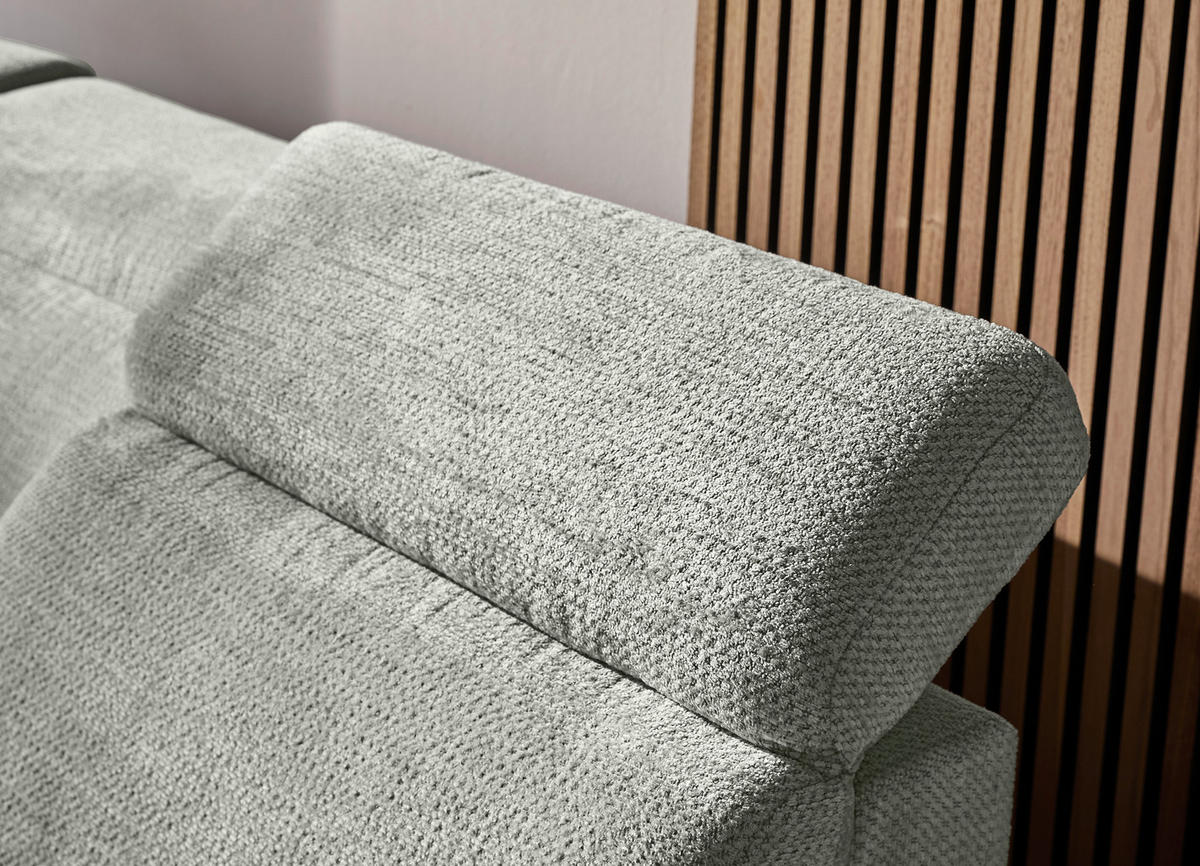WOHNLANDSCHAFT Grau, Hellgrau Struktur  - Hellgrau/Schwarz, Design, Textil/Metall (270/364/190cm) - Stylife