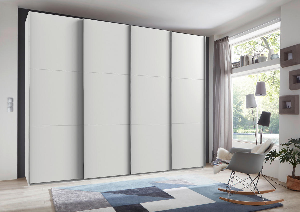 SCHWEBETÜRENSCHRANK in Weiss  - Chromfarben/Weiss, Modern, Holzwerkstoff (300/236/65cm) - MID.YOU