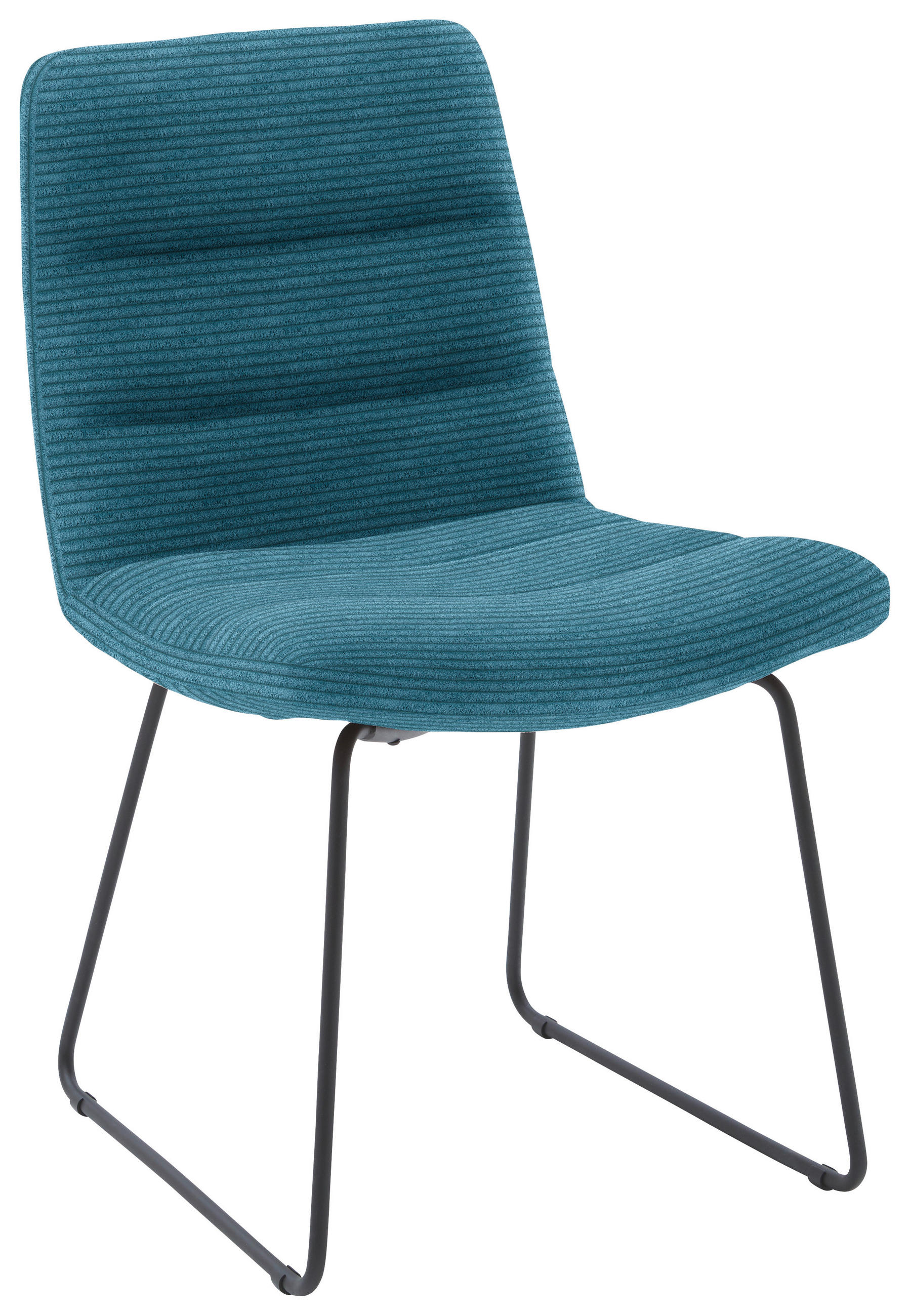 STUHL  in Cord Textil  - Petrol/Schwarz, Design, Textil/Metall (52/88/66cm) - Dieter Knoll