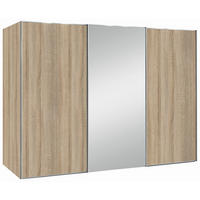 SCHWEBETÜRENSCHRANK in Sonoma Eiche  - Alufarben/Sonoma Eiche, Design, Glas/Holzwerkstoff (280/222/68cm) - Moderano