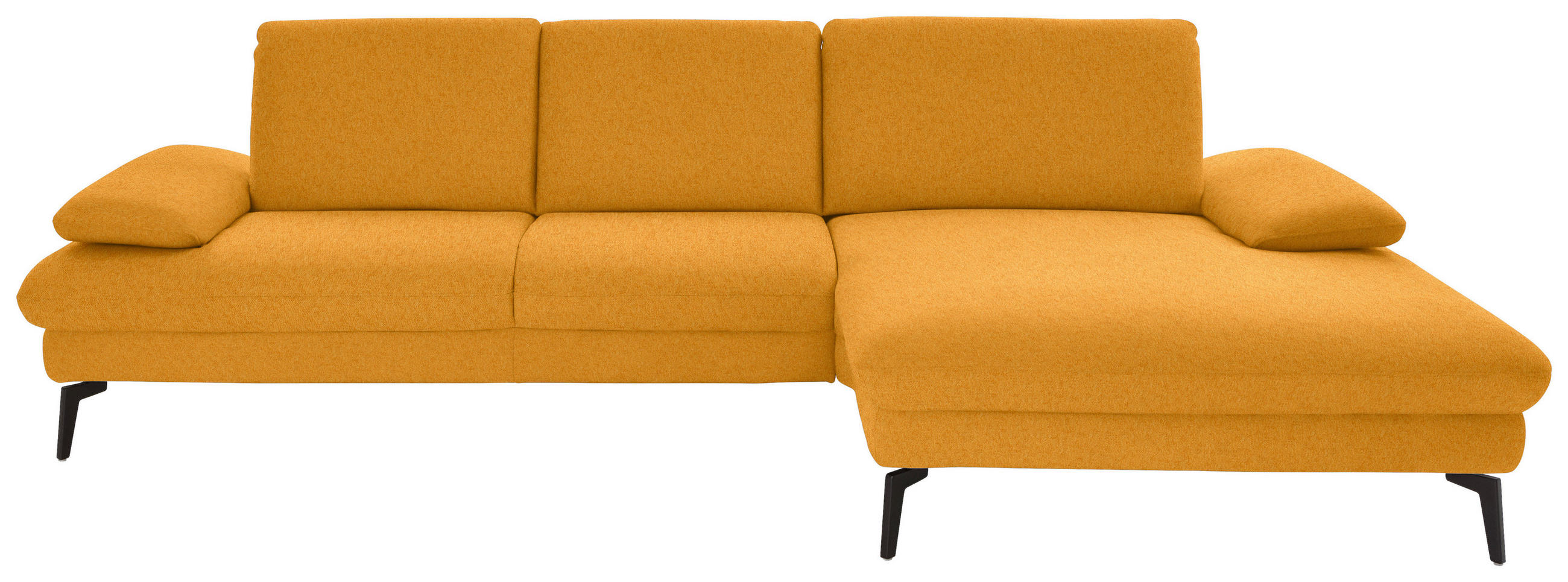 ECKSOFA in Chenille, Mikrofaser Currygelb  299/157 cm  - Currygelb/Schwarz, Design, Textil/Metall (299/157cm) - Dieter Knoll