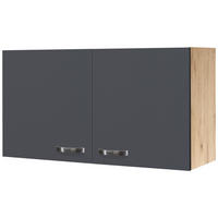 KÜCHENOBERSCHRANK 100/54/32 cm  in Eiche San Remo, Dunkelgrau  - Edelstahlfarben/Dunkelgrau, MODERN, Holzwerkstoff/Metall (100/54/32cm) - FlexWell