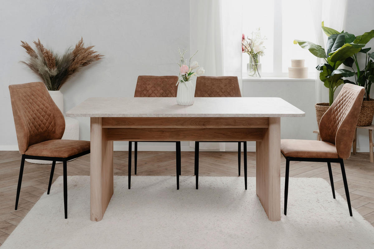 ESSTISCH in Holzwerkstoff 160-200/90/75 cm  - Sandfarben/Braun, Modern, Holzwerkstoff (160-200/90/75cm) - Livetastic