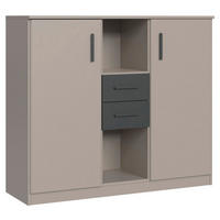 VISOKA KOMODA   122/105/36 cm   sahara, grafitno siva, siva  - sahara/siva, Dizajnerski, pločasti materijal/plastika (122/105/36cm) - Carryhome
