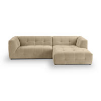 ECKSOFA TENSO Beige Flachgewebe  - Beige/Schwarz, Basics, Kunststoff/Textil (292/161cm) - MID.YOU