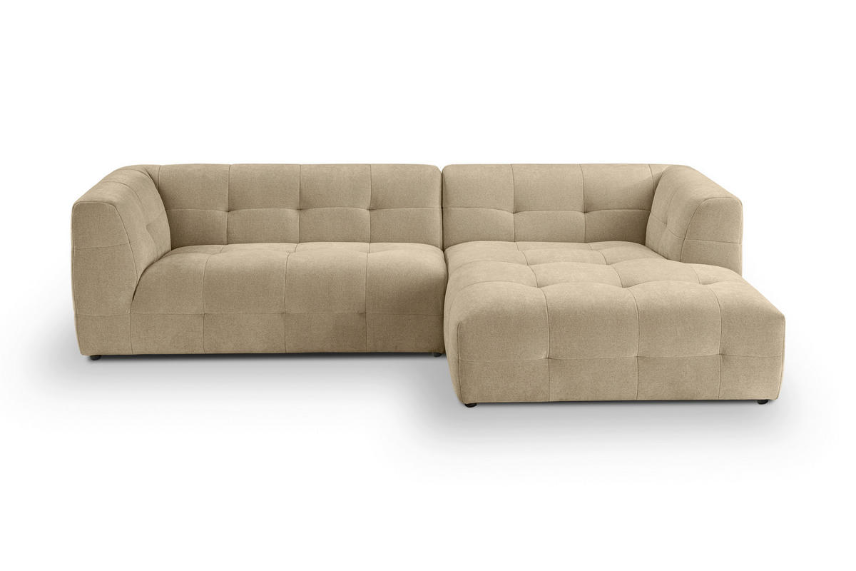 ECKSOFA TENSO Beige Flachgewebe  - Beige/Schwarz, Basics, Kunststoff/Textil (292/161cm) - MID.YOU