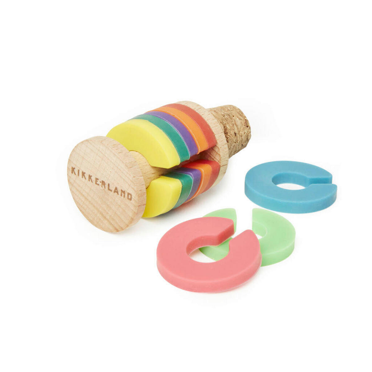 SADA ZNAČIEK NA POHÁRE - viacfarebná, Basics, drevo/plast (3/6/4cm) - Kikkerland