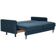 SCHLAFSOFA  in Samt Blau  - Blau/Schwarz, KONVENTIONELL, Holz/Textil (220/95/98cm) - Carryhome