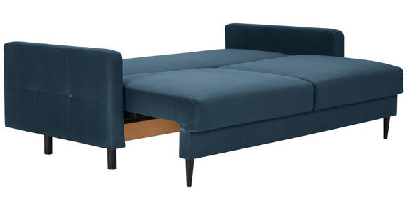 SCHLAFSOFA  in Samt Blau  - Blau/Schwarz, KONVENTIONELL, Holz/Textil (220/95/98cm) - Carryhome