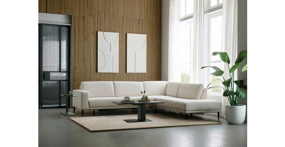 ECKSOFA Dieter Knoll Beige Chenille  - Beige/Schwarz, Design, Textil/Metall (303/254cm) - Dieter Knoll