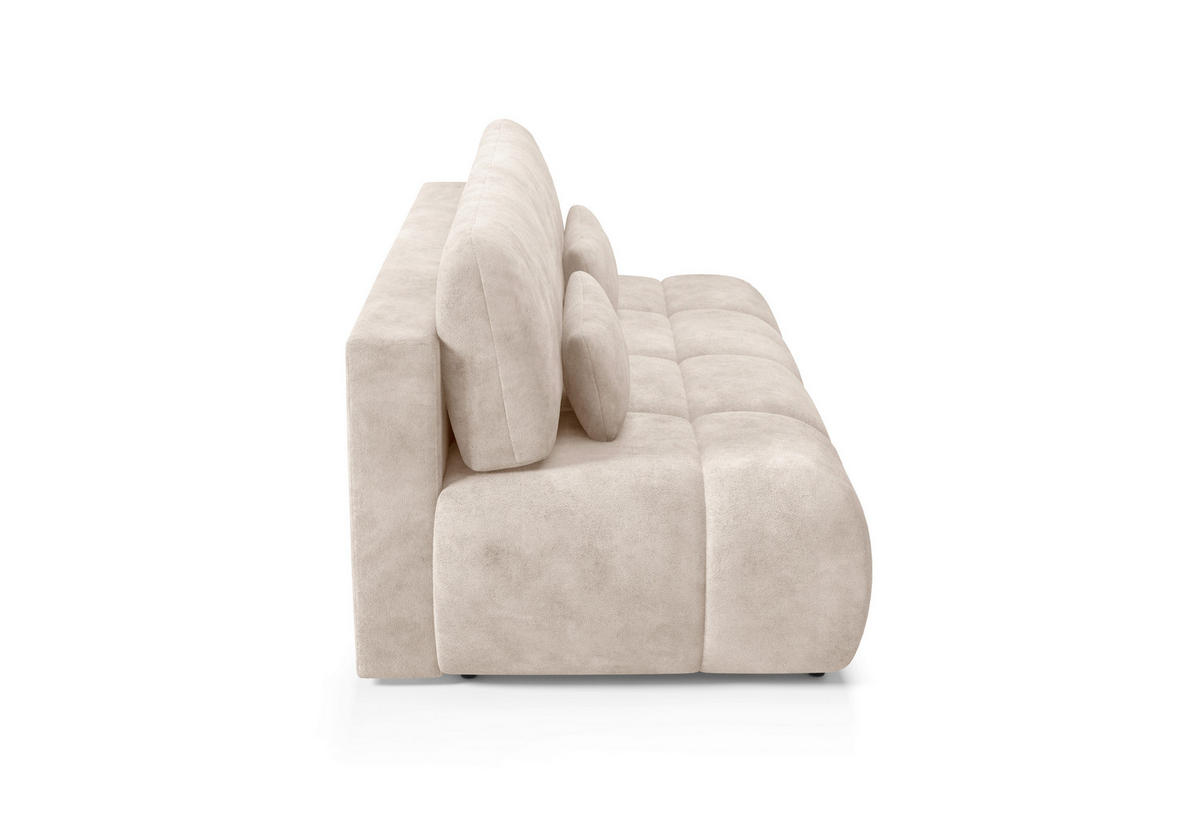 SCHLAFSOFA MARON in Samt Beige  - Beige/Schwarz, Design, Kunststoff/Textil (219/94/110cm) - Livetastic