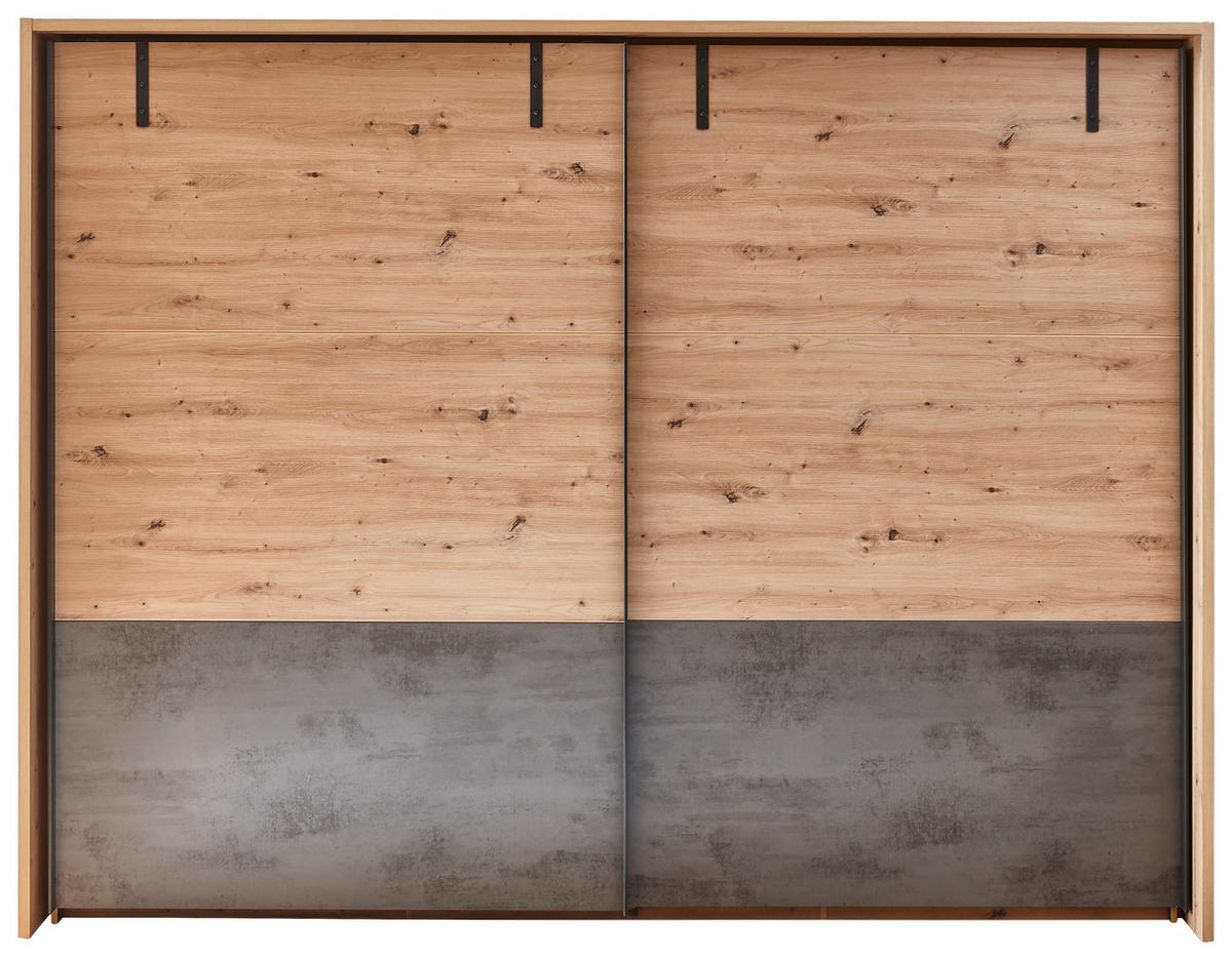 SCHWEBETÜRENSCHRANK  in Eiche Artisan  - Anthrazit/Eiche Artisan, LIFESTYLE, Holzwerkstoff/Metall (270/210/60cm) - Ti'me