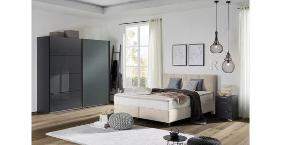 BOXSPRINGBETT 200/200 cm  in Taupe  - Taupe/Schwarz, Design, Kunststoff/Textil (200/200cm) - Hom`in