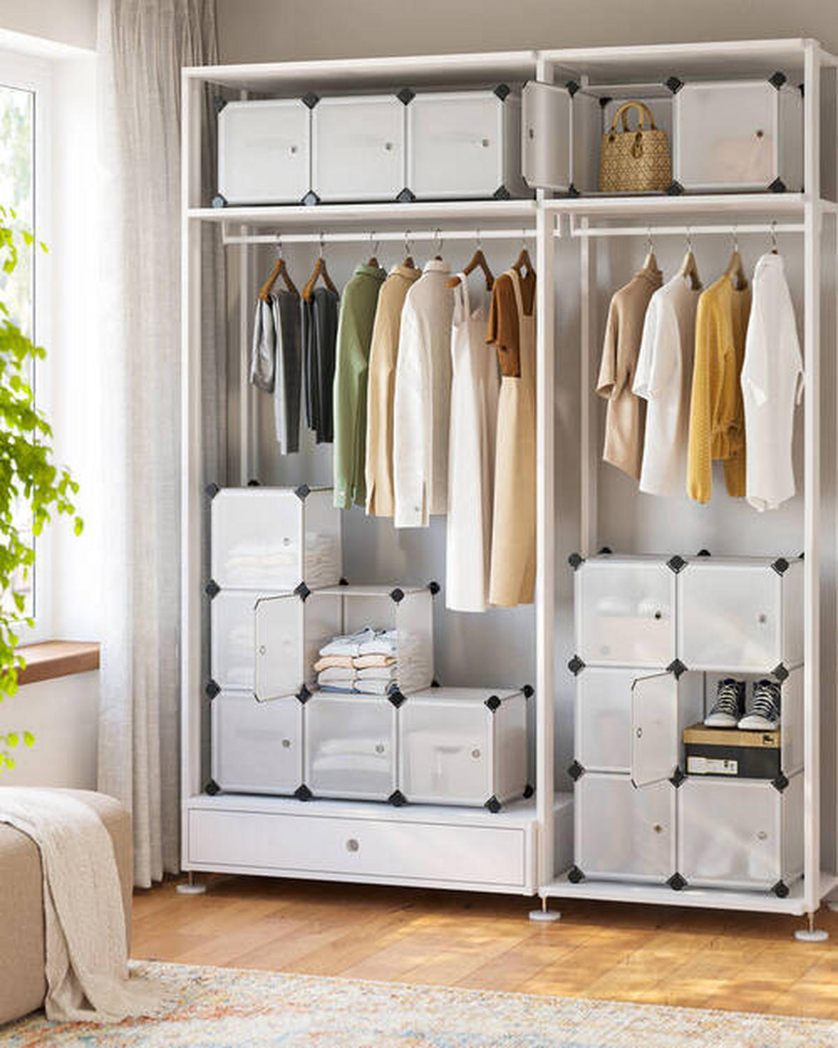 REGALKOMBINATION - Weiß, Basics, Kunststoff/Metall (16x30/30/31cm) - Boxxx