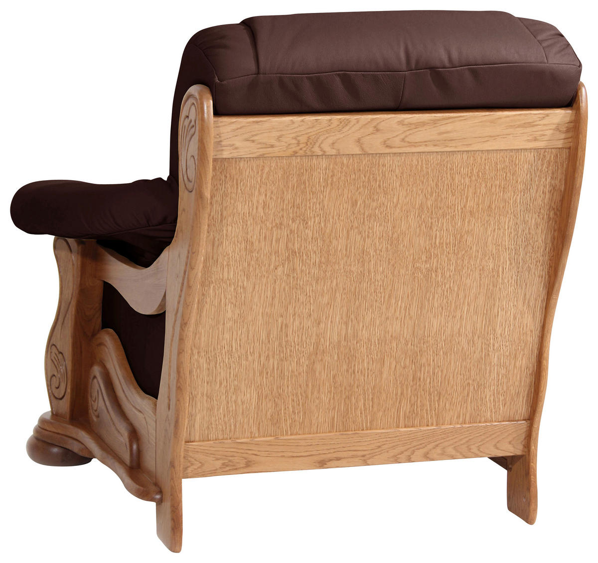 SESSEL in Echtleder Dunkelrot  - Eichefarben/Dunkelrot, Lifestyle, Leder/Holz (104/95/95cm) - Max Winzer
