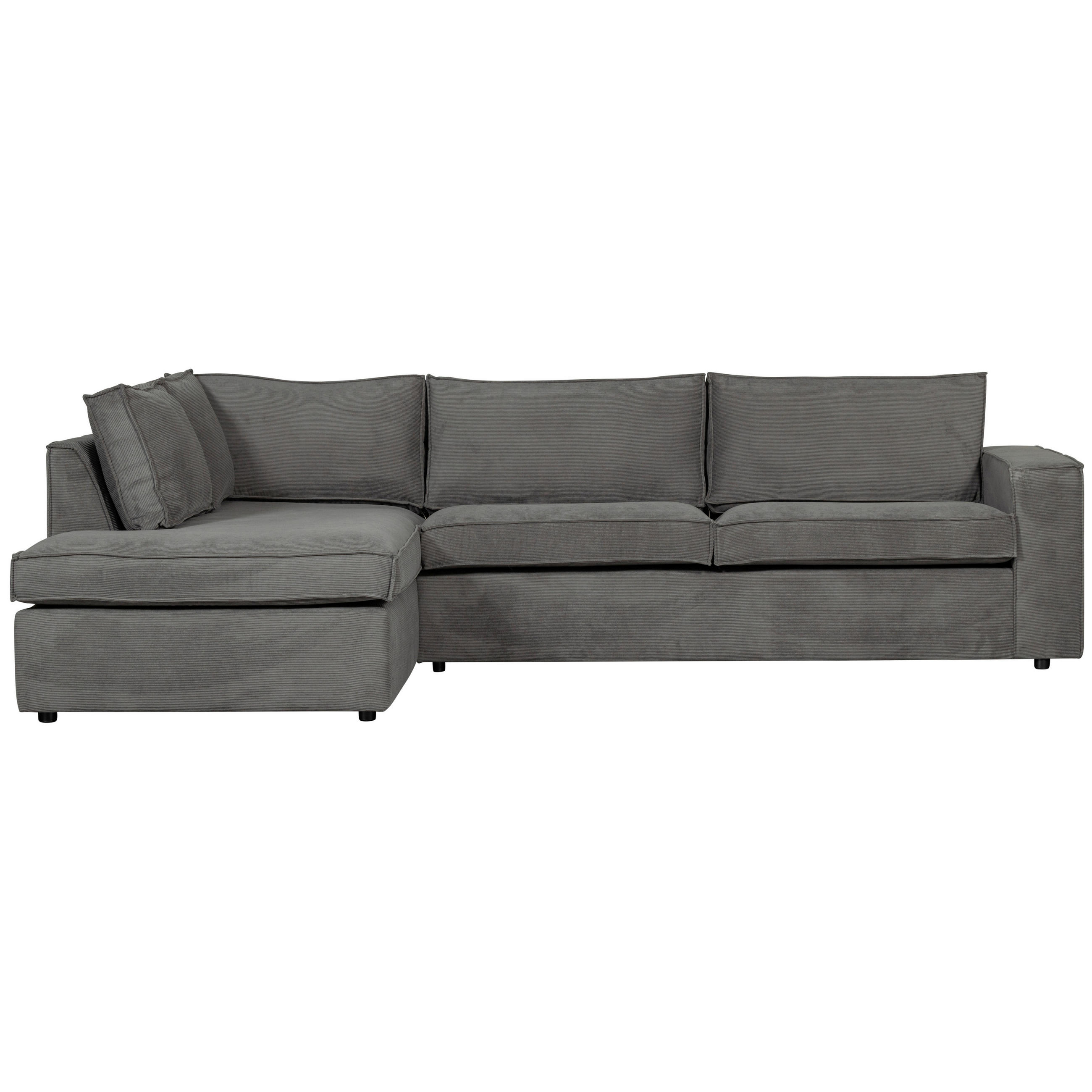 ECKSOFA Thomas Dunkelgrau Webstoff  - Dunkelgrau/Schwarz, Design, Kunststoff/Textil (197/283cm) - Livetastic
