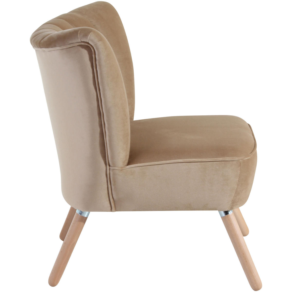 SESSEL in Samt, Velours Sandfarben  - Sandfarben/Buchefarben, Design, Holz/Textil (70/80/66cm) - Max Winzer