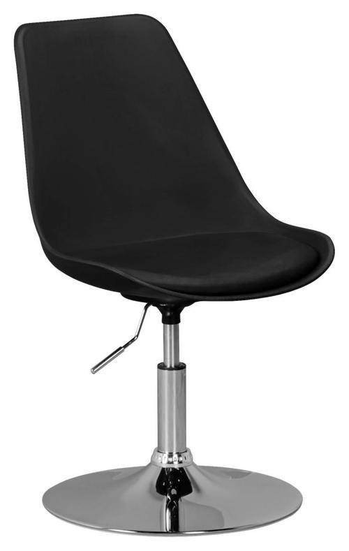 OTOČNÁ STOLIČKA PRE MLÁDEŽ, kožený vzhľad, čierna - čierna/chrómová, Modern, kov/textil (46/88/46cm) - MID.YOU
