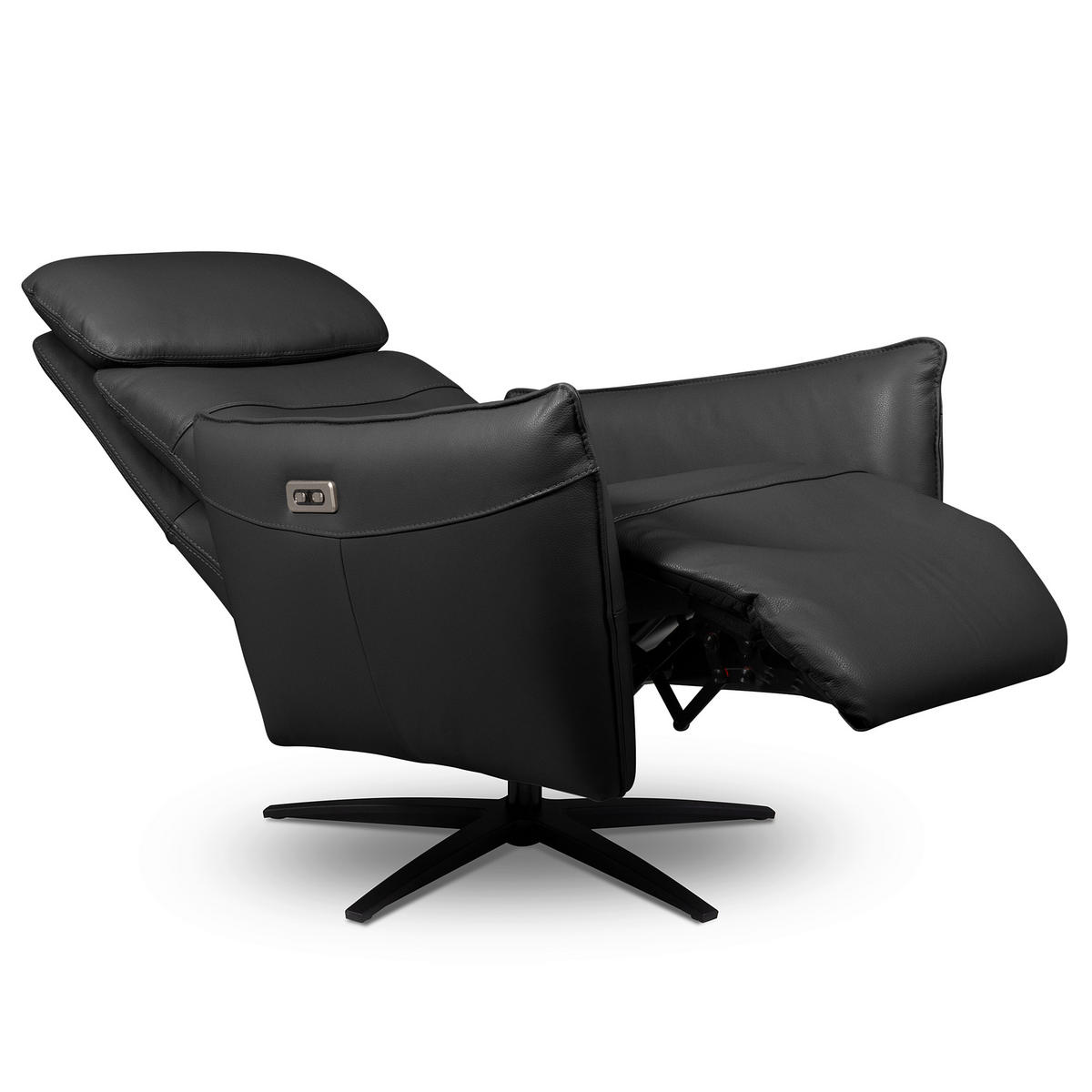 RELAXSESSEL Leder Schwarz  - Schwarz, Design, Leder/Metall (77/107/88cm) - Livetastic