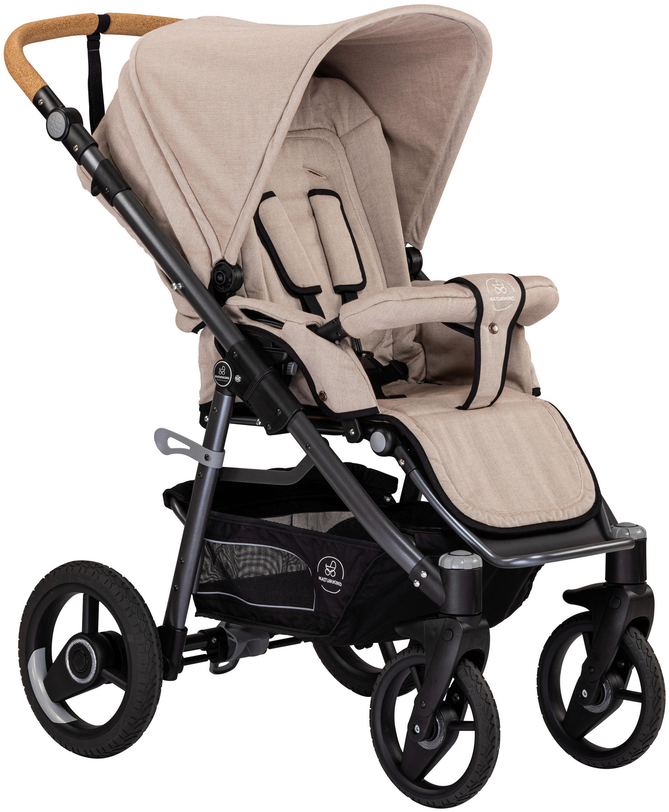KINDERWAGEN Lux Evo  - Sandfarben/Anthrazit, Basics, Textil/Metall (64/110/100cm) - Naturkind