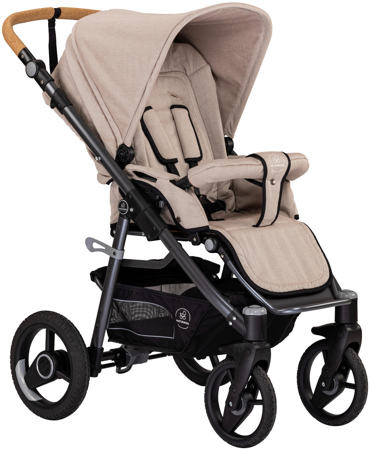 KINDERWAGEN Lux Evo  - Sandfarben/Anthrazit, Basics, Textil/Metall (64/110/100cm) - Naturkind