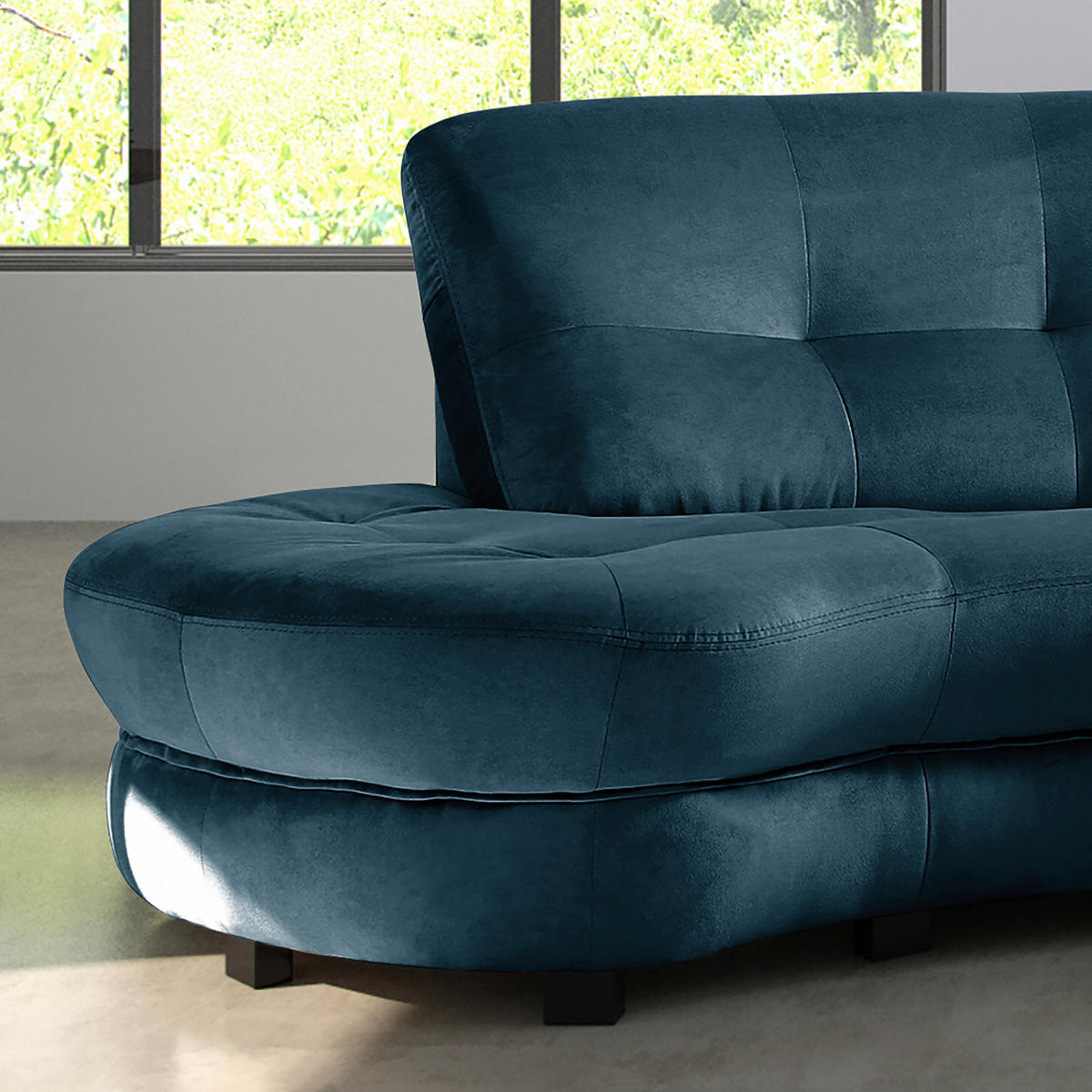 ECKSOFA BRETANIA in Samt Dunkelblau  113/300 cm  - Schwarz/Dunkelblau, Design, Kunststoff/Textil (113/300cm) - Livetastic