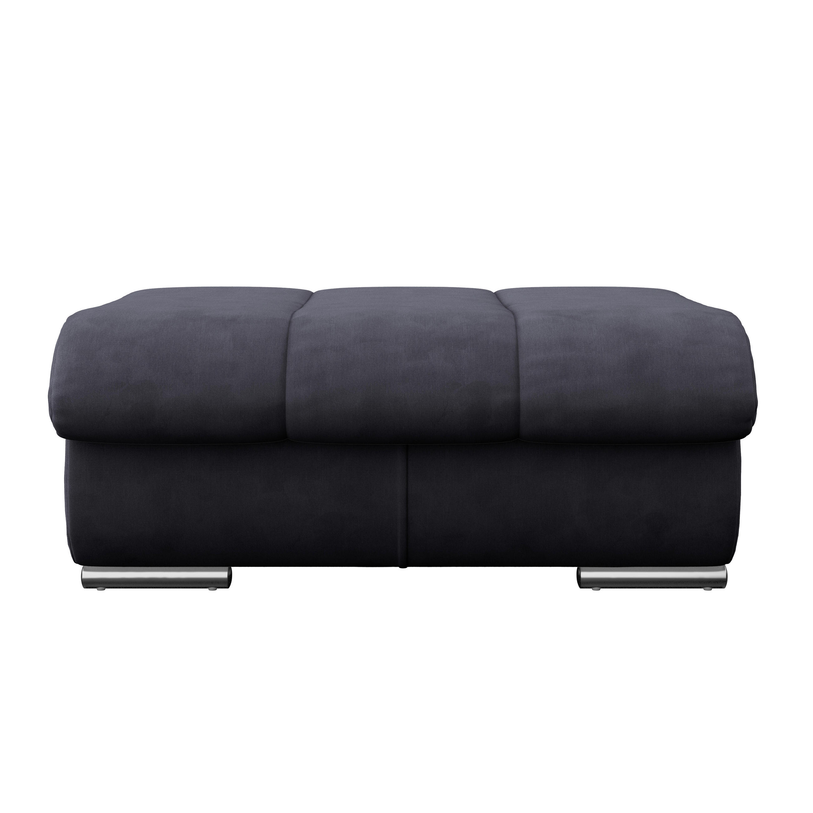 HOCKER Mikrofaser Dunkelblau  - Chromfarben/Dunkelblau, MODERN, Textil/Metall (100/43/80cm) - MID.YOU